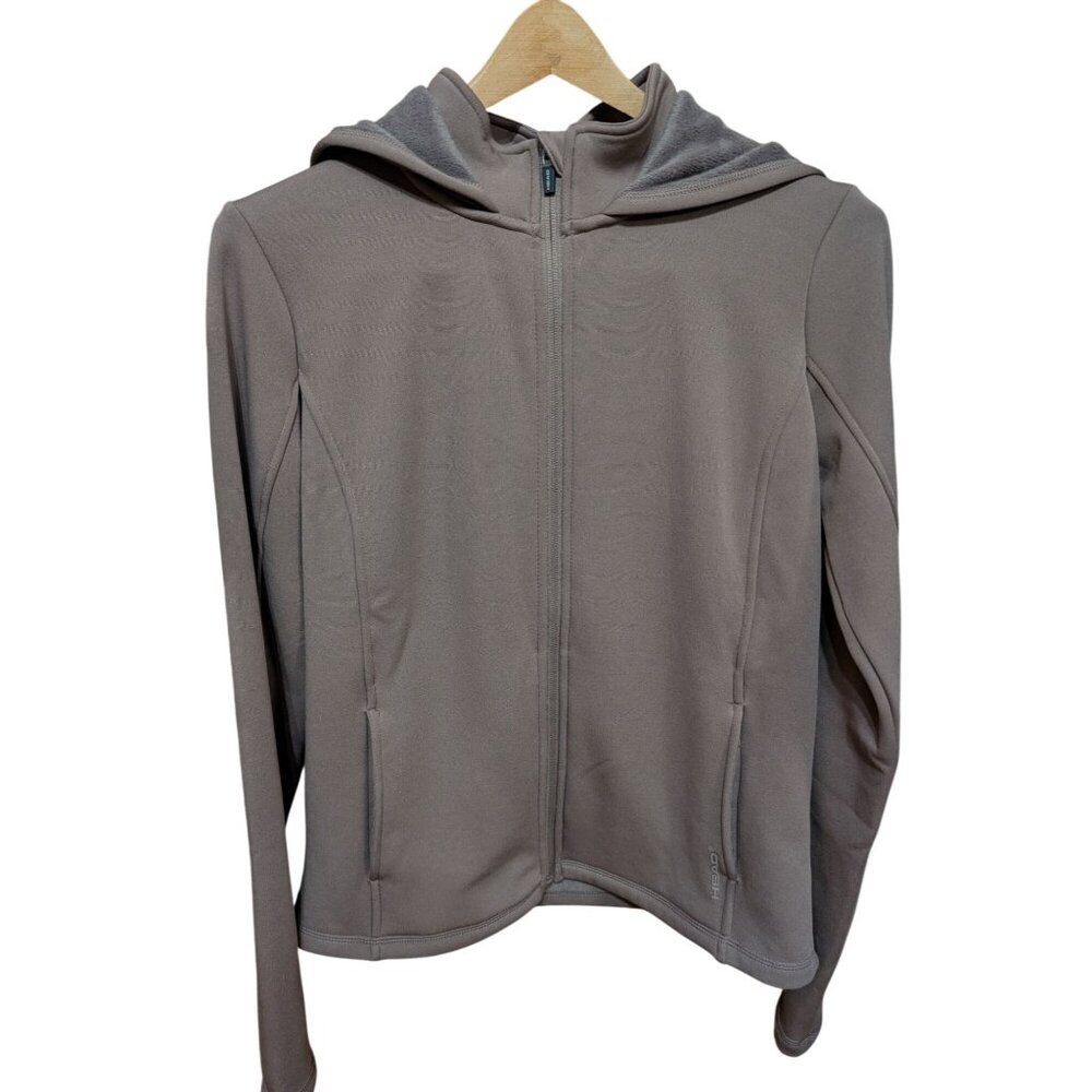 Head Womens Brown Rally Fur Fleece Jacket M Full Zip Hooded Athletic Fit